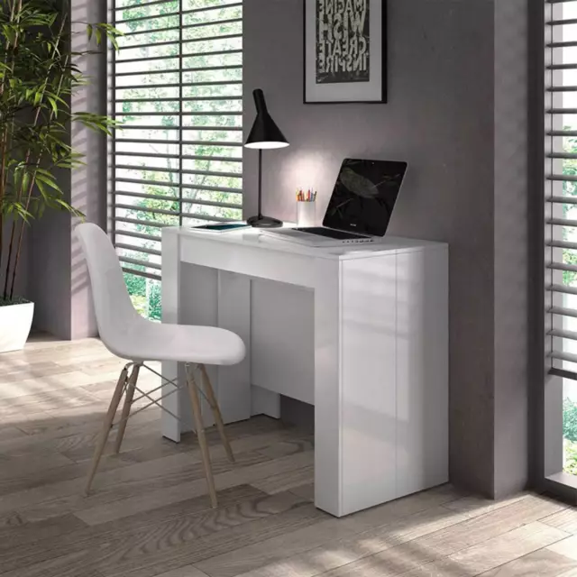 Scrivania ufficio moderna salvaspazio richiudibile 42-132cm bianco design  ROCKY