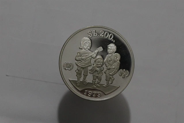 🧭 🇧🇴 BOLIVIA 200 Pesos 1979 Proof - Silver .925 - Intl. Year of the Child B58