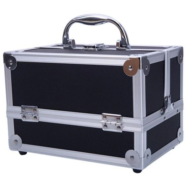 Aluminum Makeup Train Case Jewelry Box w/ Mirror Cosmetic Organizer 9"x6"x6"