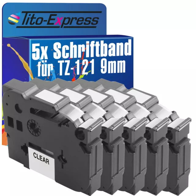 5x Schriftband für Brother TZe-121 P-Touch 1000 1000 BTS 1000 F 1005 BTS 1005 F