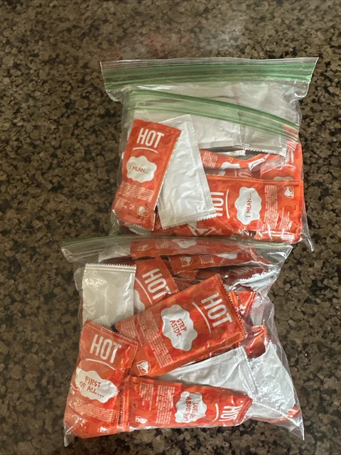 100 Taco Bell HOT  Sauce Packets.   New Fresh Quick Ship