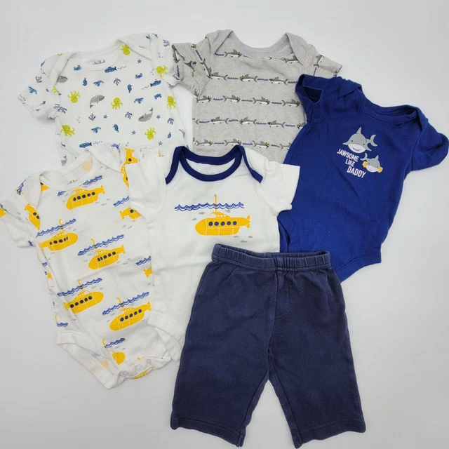 Bundles Baby Place Carters Short Sleeve Infant Size 0-3 Months Lot of 6 Shark