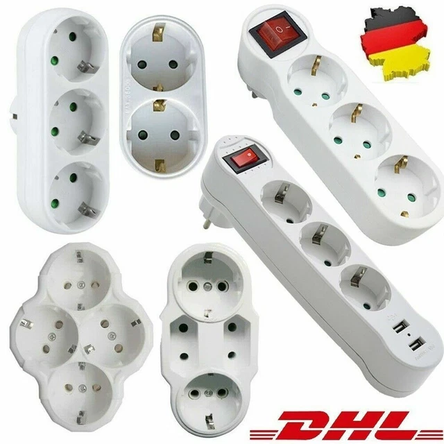 2/3/4-fach EU Steckdosenleiste – Weiß, 16A, 3500W, Kunststoff, Mehrfachstecker