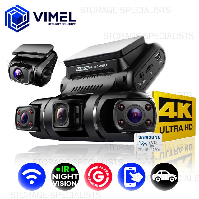 WIFI TRIPLE CHANNEL Dash Camera 128GB Four Channel ULTRA HD 4K 360 Wide ...
