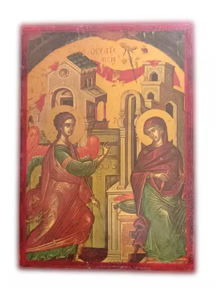 11" Anuncio antiguo de Theotokos Icono de madera ortodoxo griego tradicional