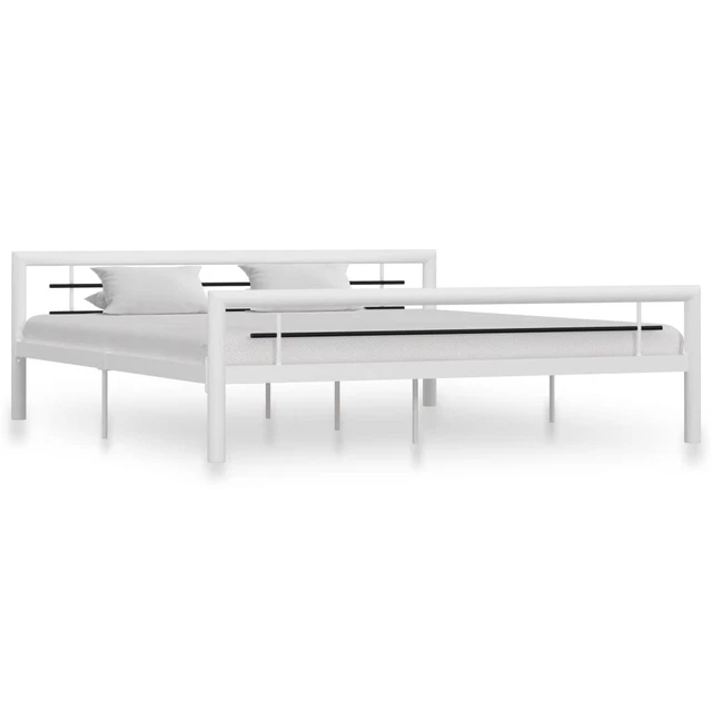 VIDAXL BED FRAME without Mattress White and Black Metal 180x200 cm