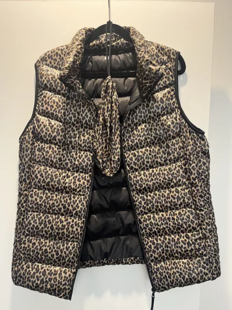 Uniqlo Leopard Down Puffer Vest L 10-12 Marimekko Gorman Style