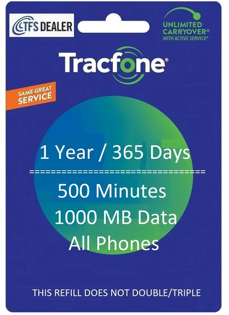 TracFone 1 Year / 365 Days Service + 500 Minutes +1 GB Data, Active Smart Phones