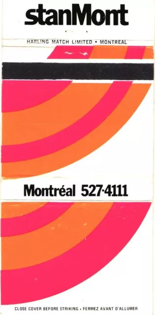 stanMont, Montreal, Quebec, Offset And Letterpress, Vintage Matchbook Cover