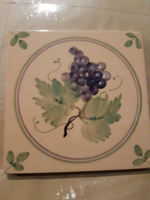 Reclaimed H & E Smith Fireplace Tile x 1  grapes wine vine ect wine coaster ??
