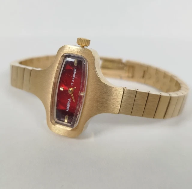 Montre Vintage Femme Chaika URSS 1970 - Mécanique Manuelle 17 Rubis - Boîtier Doré Octogonal Avec Boîte