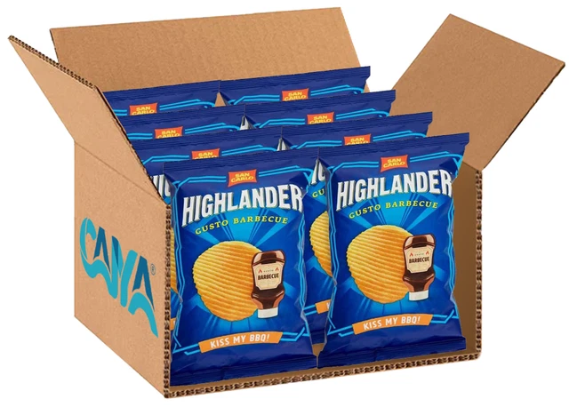 8X San Carlo Highlander Patatine al Gusto Barbecue "Kiss my BBQ!" 70g