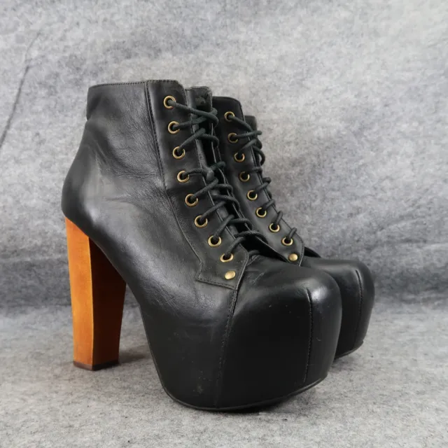 Jeffrey Campbell Shoes Women 8 Lita Bootie Platform Heel Lace Up Leather Fashion