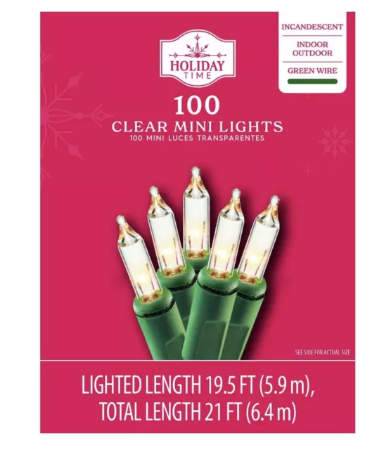 100-Count Green LED Mini Christmas Lights with White Wire, 21