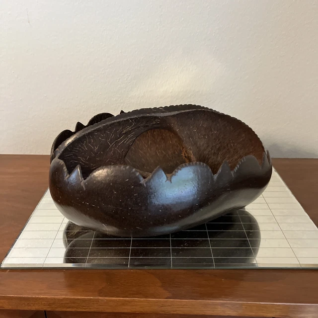 Antique Coco De Mer Seychelles Carved Out And Polished.