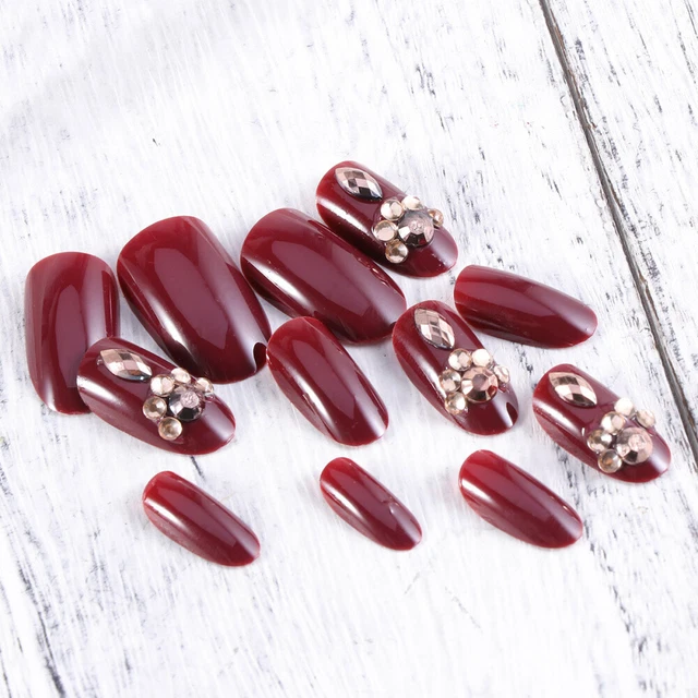24 pz manicure donna unghie finte punte complete arte sposa diamante