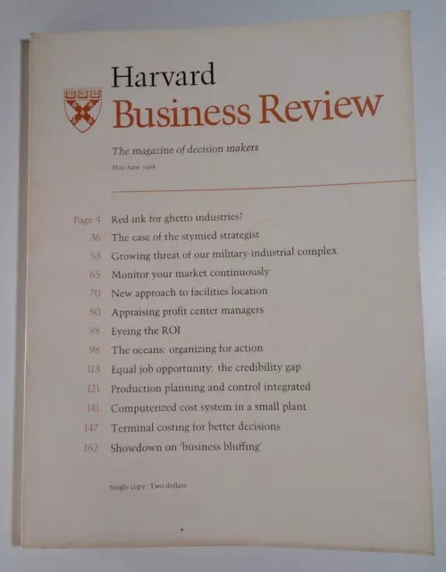 Harvard Business Review Magazine Vtg 1968 Nice Ads! Computers BOA Citi IBM PGE