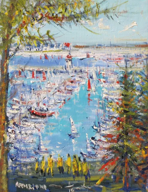 Harbor In Brittany~Well-Listed Artist~Original Oil Painting By Yolande Ardissone