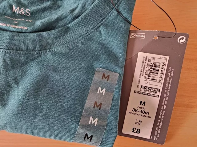 x3 bundle M&S Mens plain T-shirts Size M - two blue, teal green,   NEW with tags
