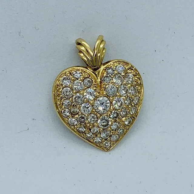 2.Ct Round Good Cut Moissanite Heart Women's Gift Pendant 14k Yellow Gold Plated 3