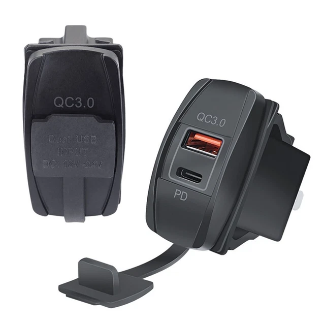Doppio caricabatterie USB resistente alla corrosione con presa di alimentazione LED per auto nero