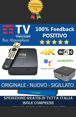 Sagemcom Decoder DVB-T2 TIM Vision Box Atmosphere 4K Atmos 4GB 32GB WIFI Comandi Vocali 
