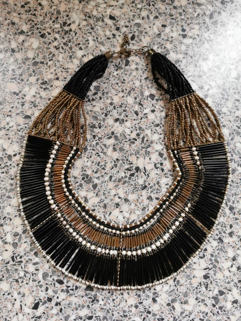 Egyptian Style Collar Black Brown Choker Statement Necklace Costume Jewellery