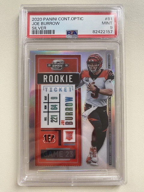 2020 Contenders Optic Joe Burrow Rookie Ticket RC Silver Holo Prizm #81 PSA 9