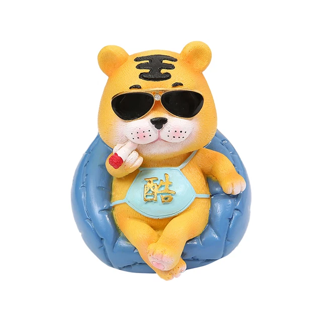 Figura de tigre animada delicada cómoda para tocar tigre miniatura impermeable