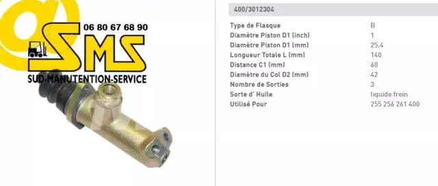 Maitre Cylindre Frein Mic 3012304 Piece Rechange Chariot Elevateur