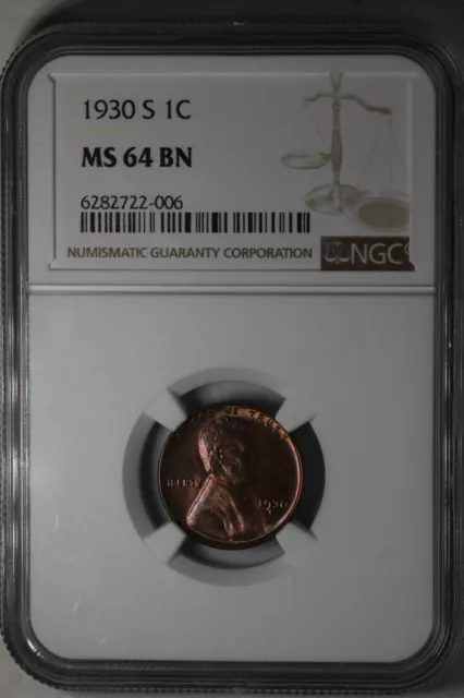 1930-S  .01 NGC MS64 BN  Lincoln Head Cent, Lincoln One Cent