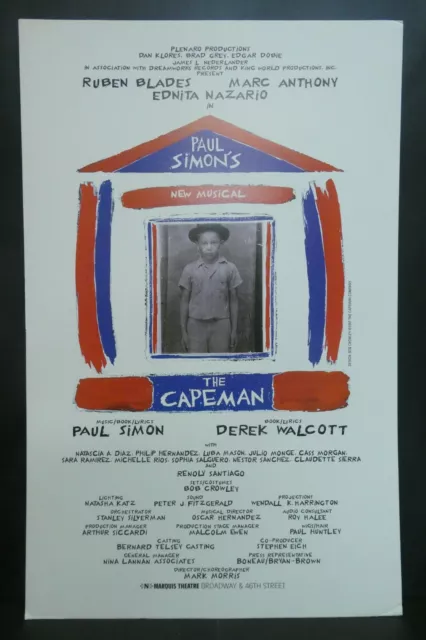 The Capeman Theater Broadway Window Card Poster 14" x 22"