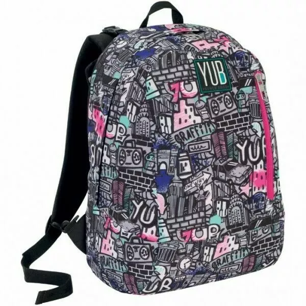 Seven Yub Graffiti Zaino Scuola Americano Reversibile Con Cuffie Rosa In Omaggio