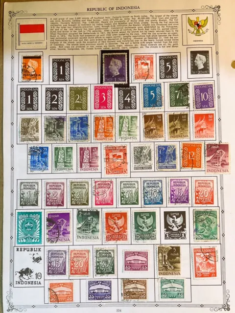 INDONESIA STAMP COLLECTION on old pages: classics DUTCH to modern - LOW SHIPPING