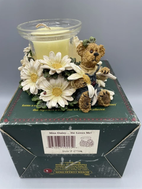 Boyds Bear Miss Daisy He Loves Me Votive Candle Holder Figurine #27760 With Box