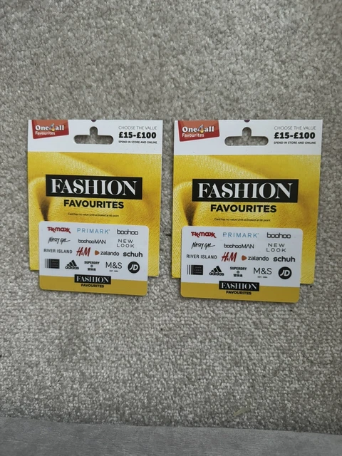 ONE4ALL GIFT CARD x 2 Fashion Favourites 15 on each 27.00
