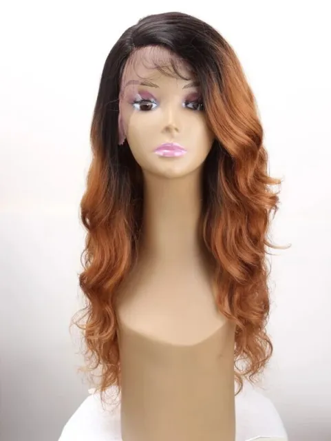 Perücke T-Part Lace Front Long Body Wave Synthetic Wig, Multicolor, 21 Inches