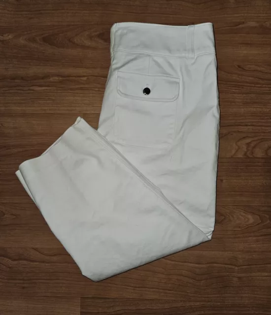 Style & Co Womens Capri Pants Solid White Mid Rise Stretch Button Size 8