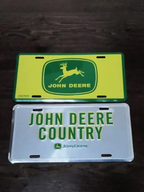 John Deere Embossed Green And Yellow Agriculture License Plate 2680 & 10A-0088.