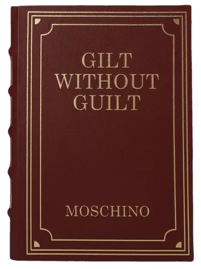 AW22 Moschino Couture Jeremy Scott Bookshaped Guilt Without Guilt Leather Clutch