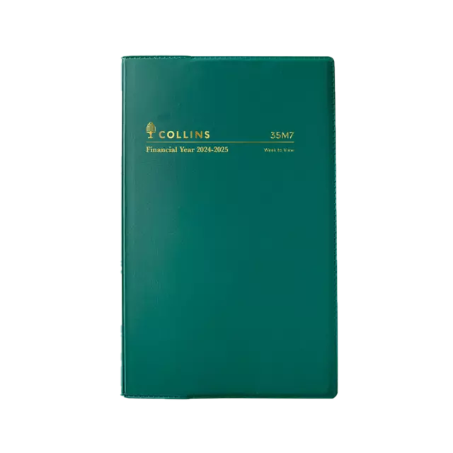 2024-2025 Financial Year Diary Collins B7R Week to View Green 35M7.V40