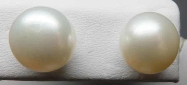 Boucles d'oreilles clous boutonnées perles en argent sterling 11 mm d'eau douce neuves 3