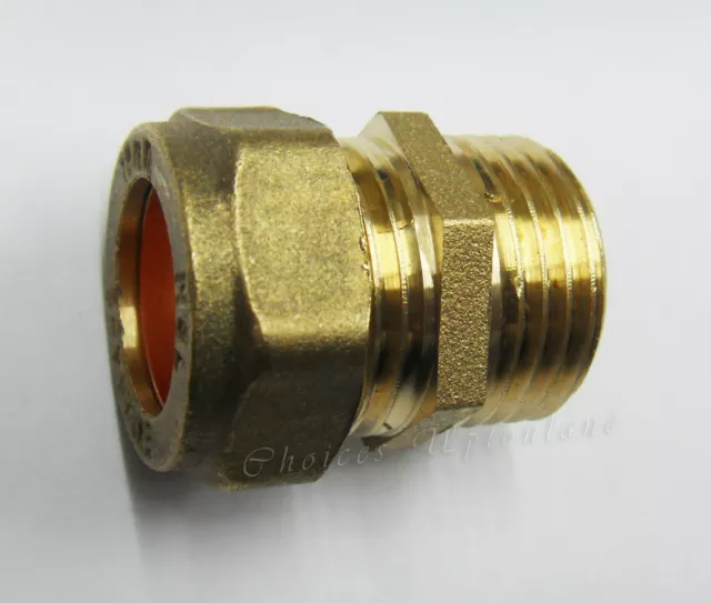 Brass Compression 15Mm X 1/2" Male Iron Straight Coupling Various Pack Sizes