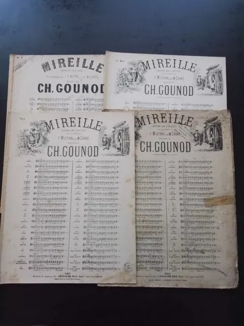 LOT 4 PARTITIONS ANCIENNES PIANO & CHANT - GOUNOD MIREILLE (voir descriptif)