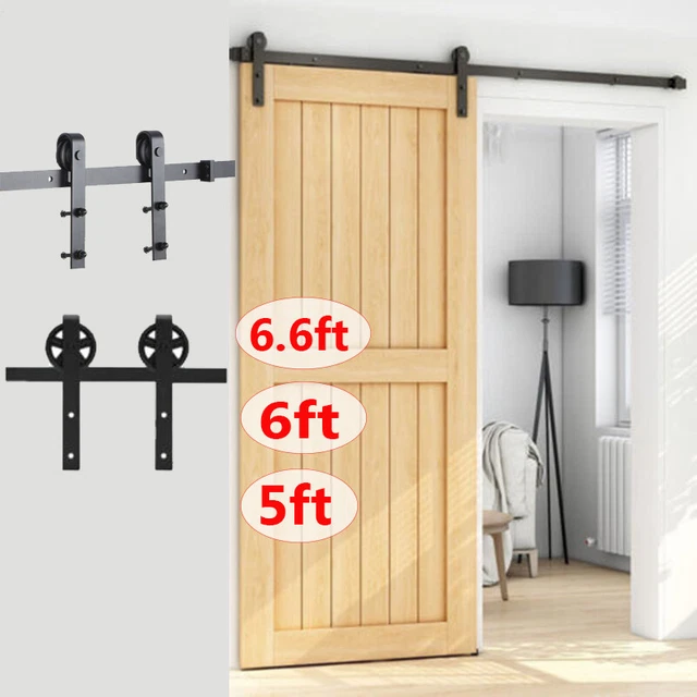 Timber Track 6FT 6.6FT SLIDING Wood Barn Door Track System Kit Hardware Set ...
