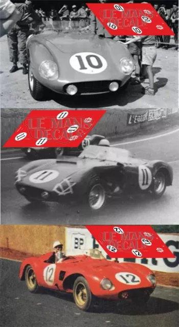 Decals Ferrari 625 LM Le Mans 1956 10 11 12 1:32 1:24 1:43 1:18 slot calcas