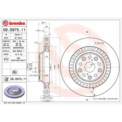 2 dischi freno Brembo 09.d975.11 prime line - rivestiti UV adatti per Xus