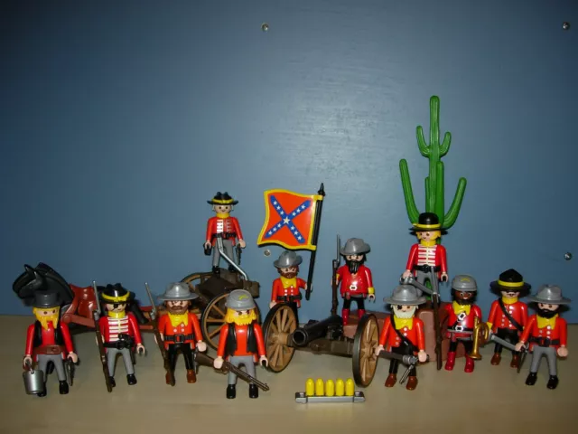 12 SÜDSTAATEN SOLDATEN KANONE CIVIL WAR 1861-1865  vs. INDIANER TOP PLAYMOBIL 3