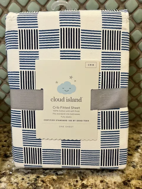 Cloud Island  Crib Fitted Sheet  Blue 100% cotton for Standard Crib Mattress NEW