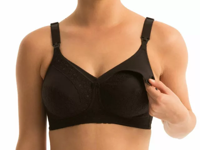 Triumph Lace Maternity Wirefree / Wireless Nursing Bra | Black | Size 10 - 20 |#